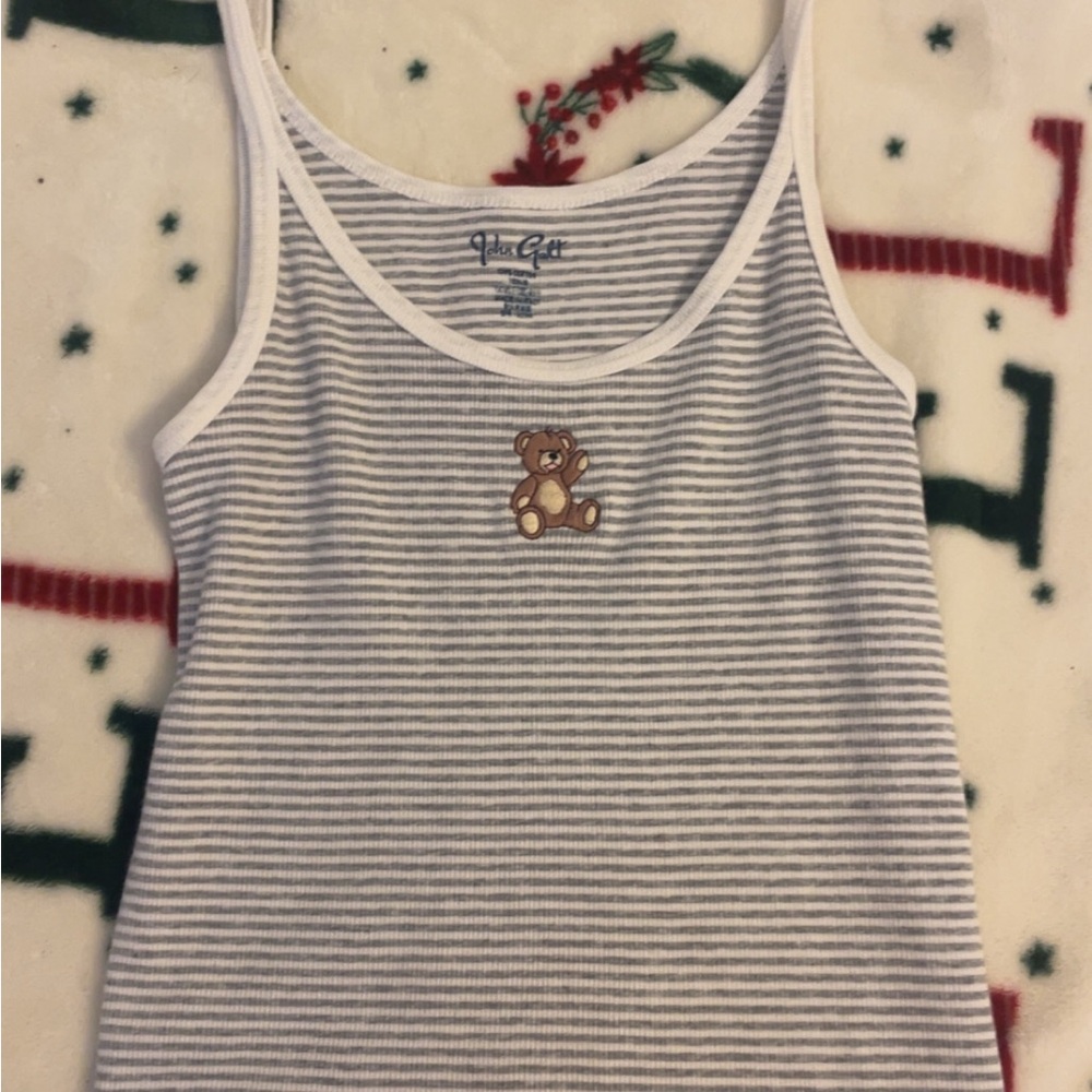 Brandy Melville Gray and White Striped Crop Top